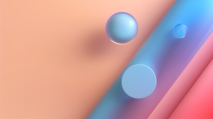 abstract 3D geometric shapes translucent glass material with soft gradients in pastel colors