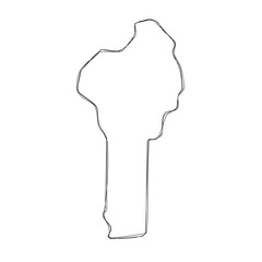 Benin country simplified map.Thin triple pencil sketch outline isolated on white background. Simple vector icon