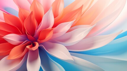 Fototapeta premium Close-Up of a Pink and Orange Flower With Blue Background