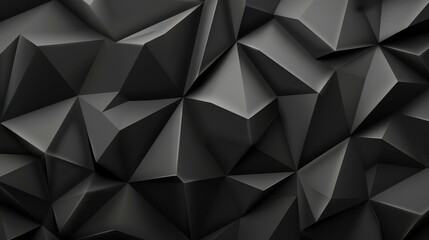 Fototapeta premium Stunning 3D render of abstract black crystal background with faceted texture for wide panoramic wallpaper.