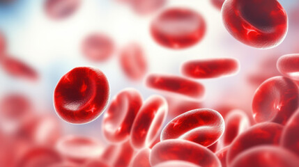 Illustration of vibrant red blood cells moving in an artery, symbolizing cardiovascular health and circulation on a white backdrop.