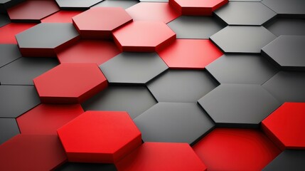 Modern luxury abstract background with grey metallic and red light hexagon mesh design.