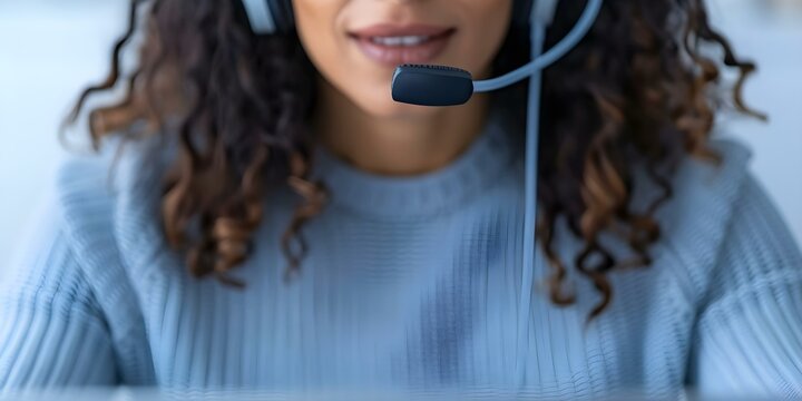 Customer service representative efficiently addresses online inquiries with strong communication abilities. Concept Customer Service, Online Inquiries, Communication Skills, Efficiency