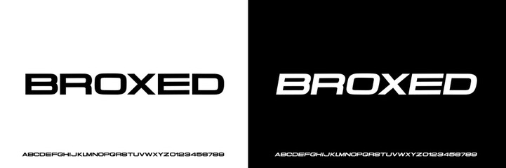 Modern extended font, Alphabet bold font, reguler, italic, design for fashion, technology, brand ,urban ,Typeface, Uppercase and number. Vector illustration