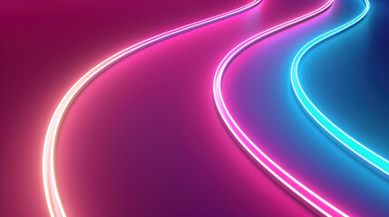 Fototapeta premium Explore a digital tunnel with abstract neon lights. Futuristic technology background with network and data visuals.