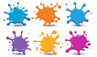 Diverse abstract paint splashes for design use, grunge vector illustration background.