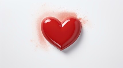 Fototapeta premium Bold red lipstick smear shaped into a heart, showcased on a clean white backdrop.