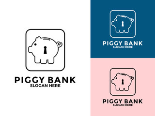 Piggy bank logo vector icon, savings and investment logo concept
