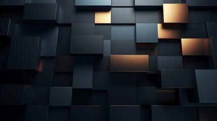 Abstract Dark Grey And Gold Block Pattern Background