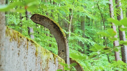 Concrete Precast Wall Around Secret Military Intelligence Facility Hidden in Forest