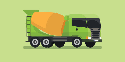 Truck Cement Flat Vector