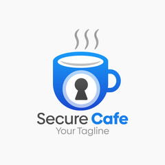 Secure Cafe Logo Vector Template Design. Good for Business, Start up, Agency, and Organization