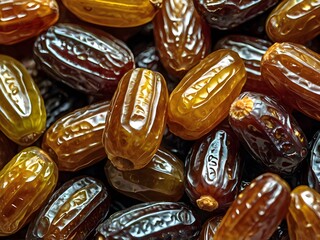 dates close up. date palm background. Date palm on a traditional craftsman market.Horizontal image.