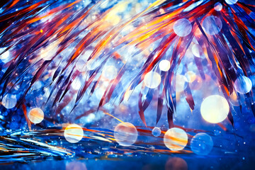 Abstract blue and orange background with bokeh lights