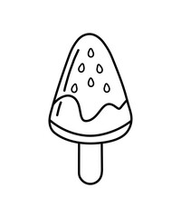 Watermelon Popsicle Ice Cream Doodle in Black Line Icon for Summer Drink Vector Illustration