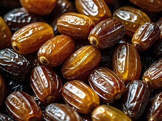 dates close up. date palm background. Date palm on a traditional craftsman market.Horizontal image.