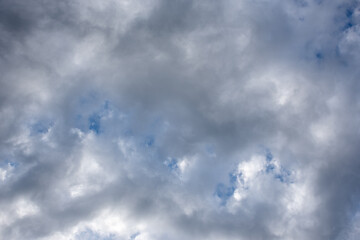 cloudy sky background with clouds, white and blue