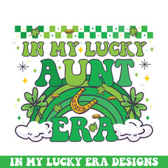 In my lucky aunt era St. Patrick's day, groovy retro style St. Patrick's day designs