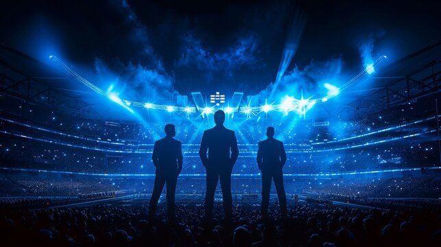 Three Men Silhouetted On Stage During Concert