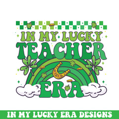 In my lucky teacher era St. Patrick's day, groovy retro style St. Patrick's day designs