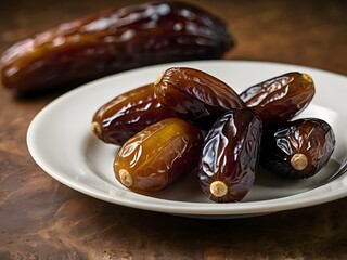 dates close up. date palm background. Date palm on a traditional craftsman market.Horizontal image.