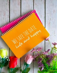 Greeting card with paper and flower