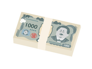 新紙幣　新千円札　札束　イラスト