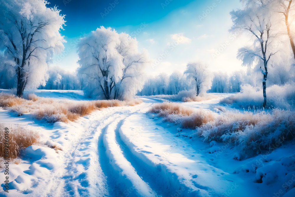 Canvas Prints Winter Wonderland Road