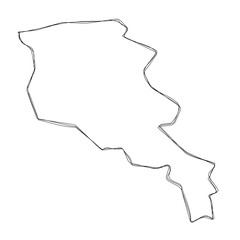 Armenia country simplified map.Thin triple pencil sketch outline isolated on white background. Simple vector icon