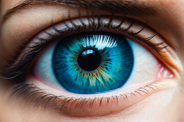Close-up of a Blue Eye with Long Eyelashes