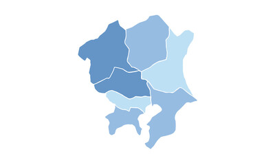 Map of Kanto isolated blue tone color style.Map of Japan.for website layouts, background, education, precise, customizable, Travel worldwide, map silhouette backdrop, earth geography, political.