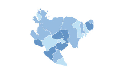 Map of Saga isolated blue tone color style.Map of Japan.for website layouts, background, education, precise, customizable, Travel worldwide, map silhouette backdrop, earth geography, political.