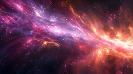 Mesmerizing Fuchsia and Chartreuse Laser Emanation in a Dramatic Cosmic Backdrop