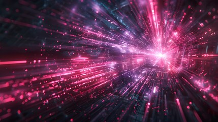 Pulsing Crimson and Electric Violet Laser Emanation in Digital Realm