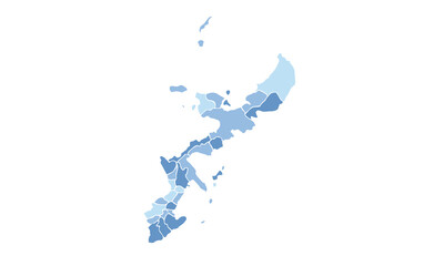 Obraz premium Map of Okinawa isolated blue tone color style. for website layouts, background, education, precise, customizable, Travel worldwide, map silhouette backdrop, earth geography, political, reports. 