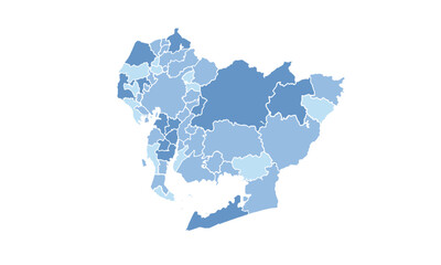 Map of Aichi isolated blue tone color style. for website layouts, background, education, precise, customizable, Travel worldwide, map silhouette backdrop, earth geography, political, reports. 