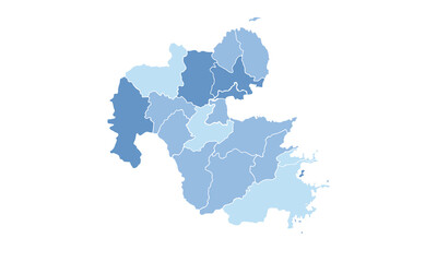 Map of Oita isolated blue tone color style. for website layouts, background, education, precise, customizable, Travel worldwide, map silhouette backdrop, earth geography, political, reports. 