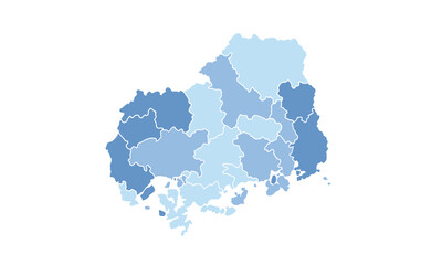 Map of Hiroshima isolated blue tone color style. for website layouts, background, education, precise, customizable, Travel worldwide, map silhouette backdrop, earth geography, political, reports. 