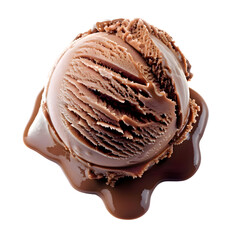 Scoop of chocolate ice cream on transparent background