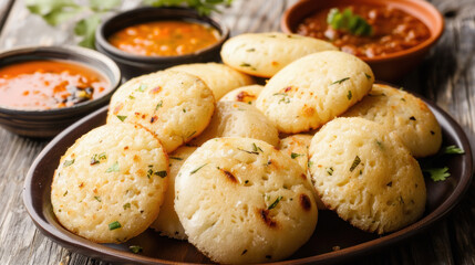 Fototapeta premium Delicious south indian meal idly sambar