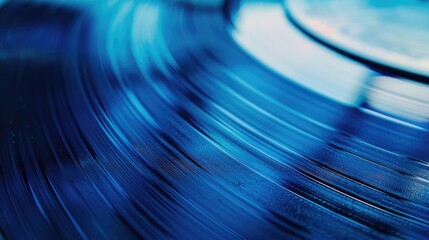 Close up of blue vinyl record with shallow depth of field