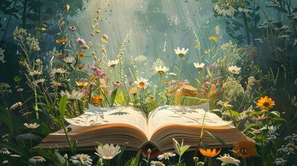 Book of poems set against a summery backdrop