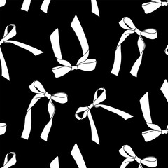 Cute coquette pattern seamless ribbon bow. Cute feminine romantic background