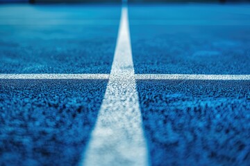 Obraz premium Blue plastic runway with white markings