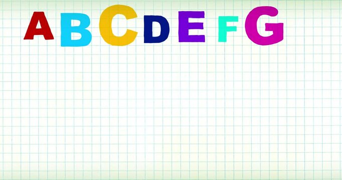 ABC alphabet big color different size for song exercise book. Hand drawn letters bold educational doodle style.. Good for education movies, presentation, learning alphabet, school, childhood.