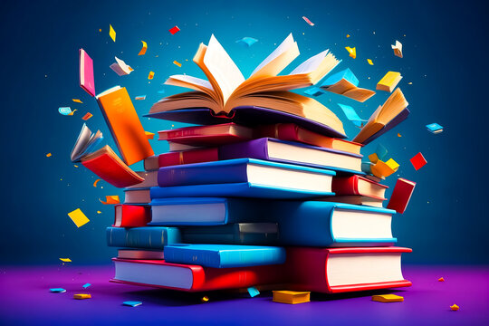 A Stack of Books Exploding With Knowledge