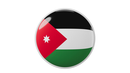 Jordan Circle flag icon . Transparent backgound. 3d rendered with alpha channel. Round shape.