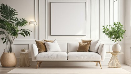 Interior Design: Decorative Sofa and White Canvas Background