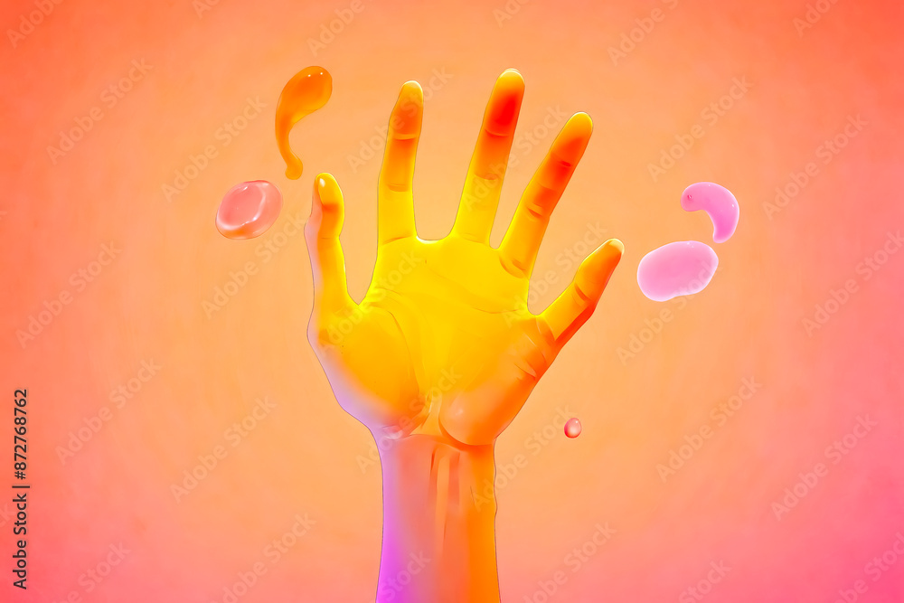 Poster Abstract Hand with Floating Drops