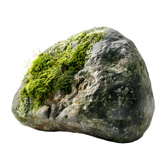 Mossy stone isolated on transparent  background